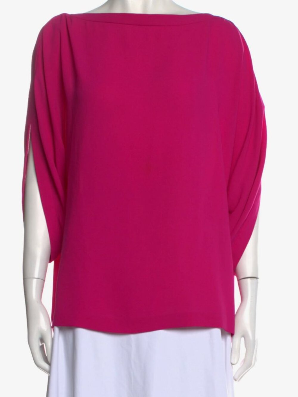 DVF Fuchsia Bateau Neck Draped Blouse